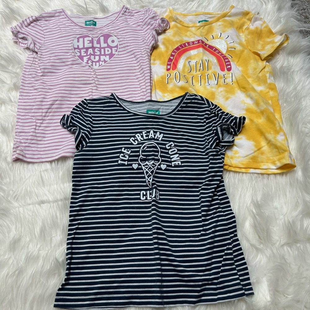 Colorful Kids Short Sleeve Tees Set - Ice Cream and Positive Vibes